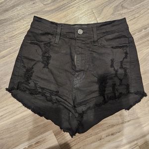 Fashin Nova Ripped Black Jean Shorts